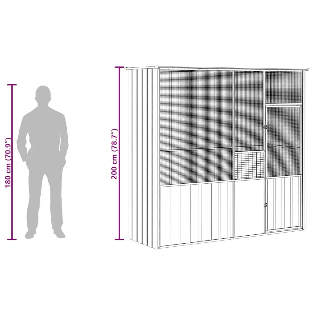 Bird Cage Aviary Anthracite Galvanised Steel Large Outdoor Indoor Enclosure