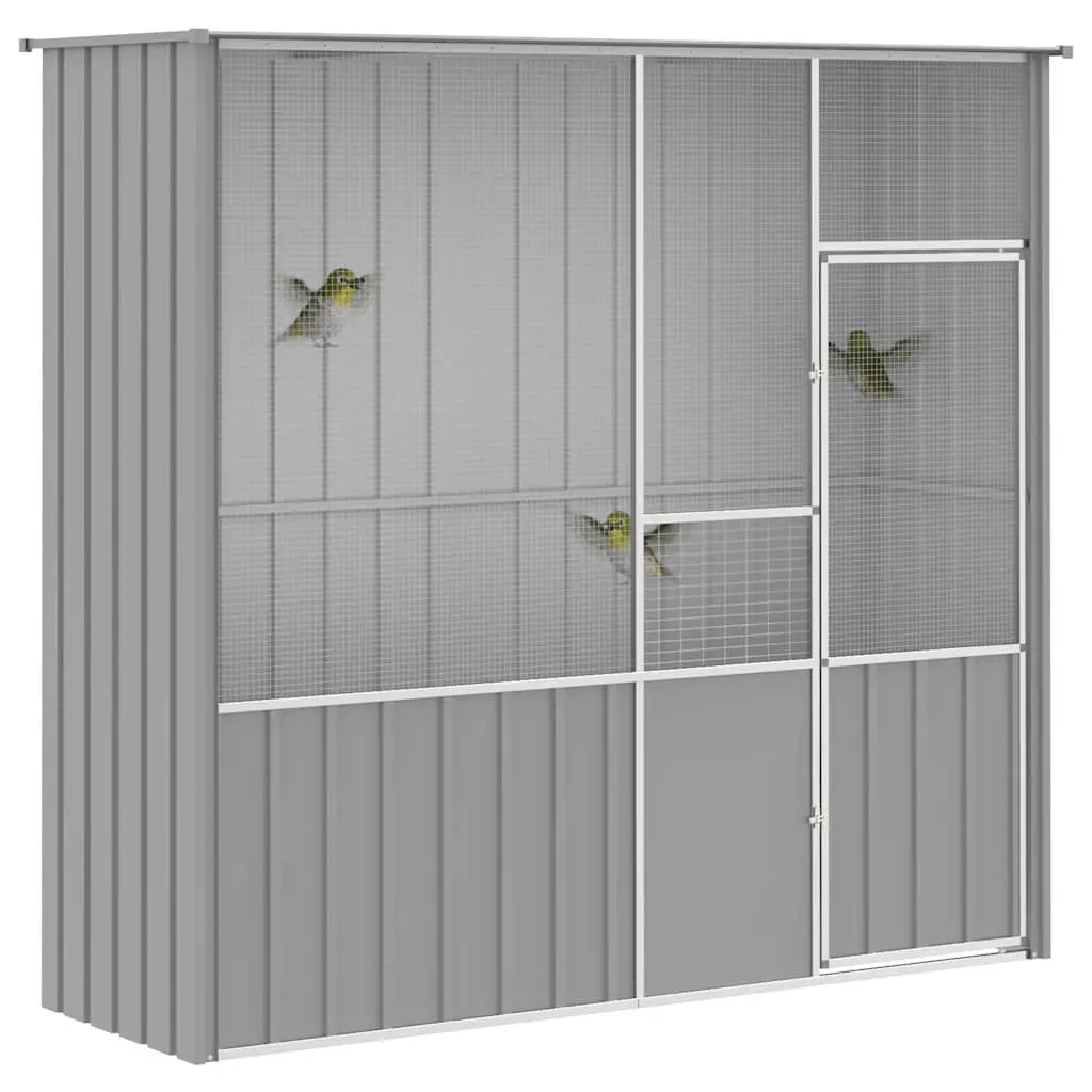 Bird Cage Aviary Grey Large 215x78x200 cm Galvanised Steel Frame Welded Fence