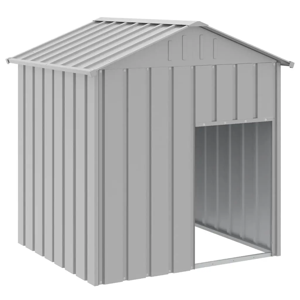 Dog Kennel Outdoor Shelter with Roof 117x103x123cm Grey Galvanised Steel