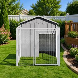 Comfortable and Reliable Dog House with Run 117x201x123cm
