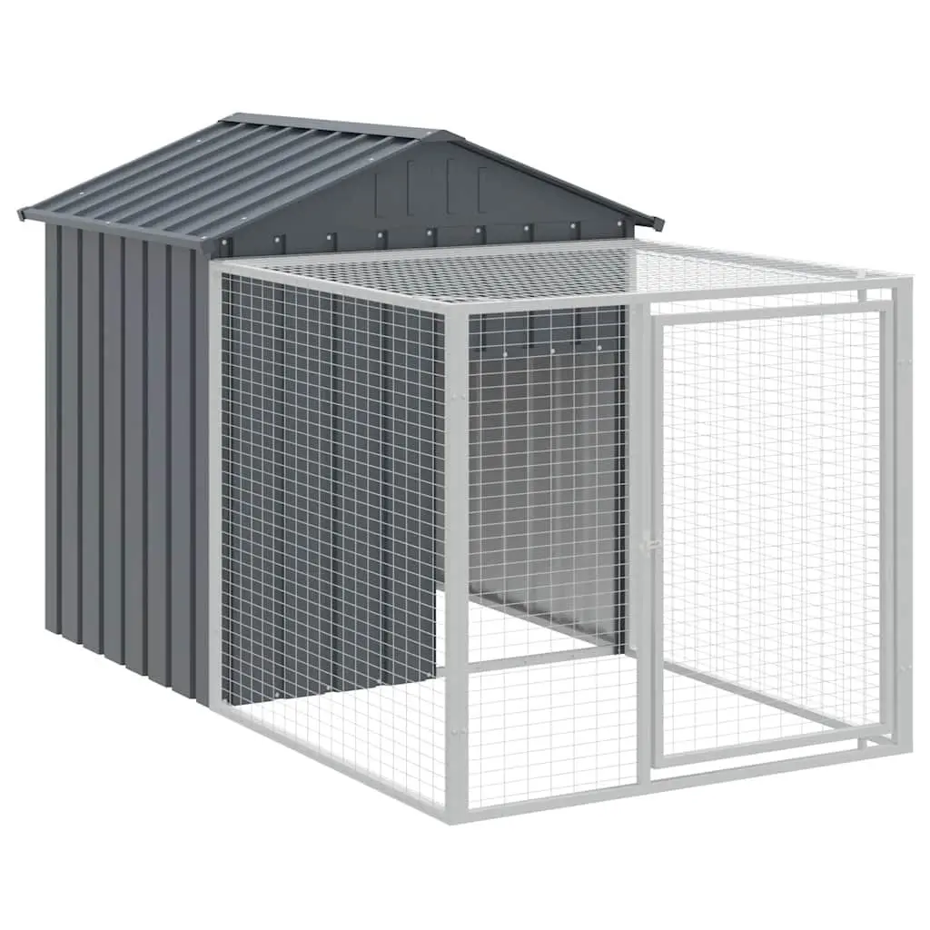 Chicken Cage with Run for Chickens 117x201x123cm Anthracite Galvanised Steel