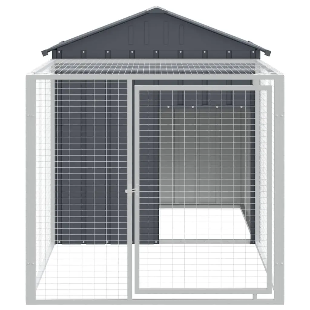 Chicken Cage with Run for Chickens 117x201x123cm Anthracite Galvanised Steel