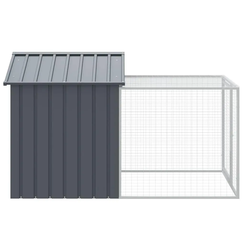 Chicken Cage with Run for Chickens 117x201x123cm Anthracite Galvanised Steel