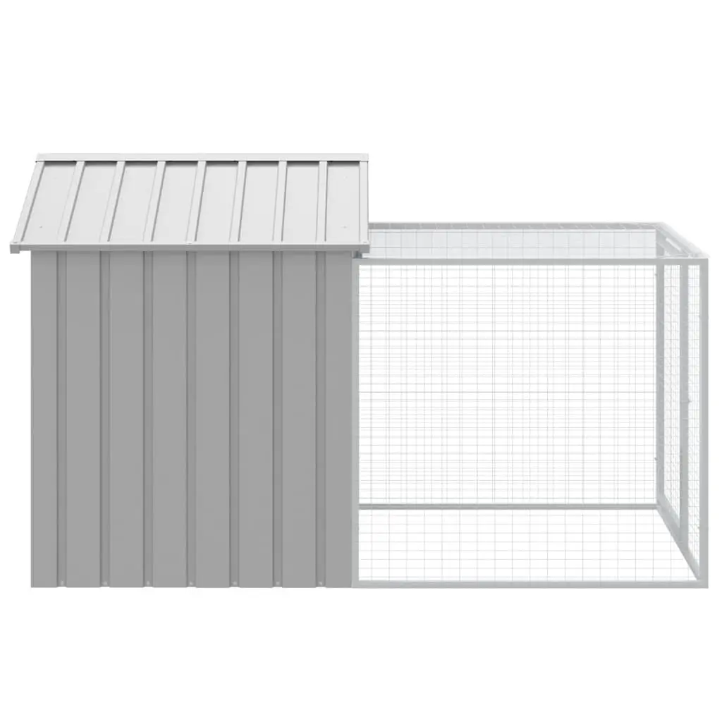 Chicken Cage with Run Small Animal Habitat Light Grey Galvanised Steel