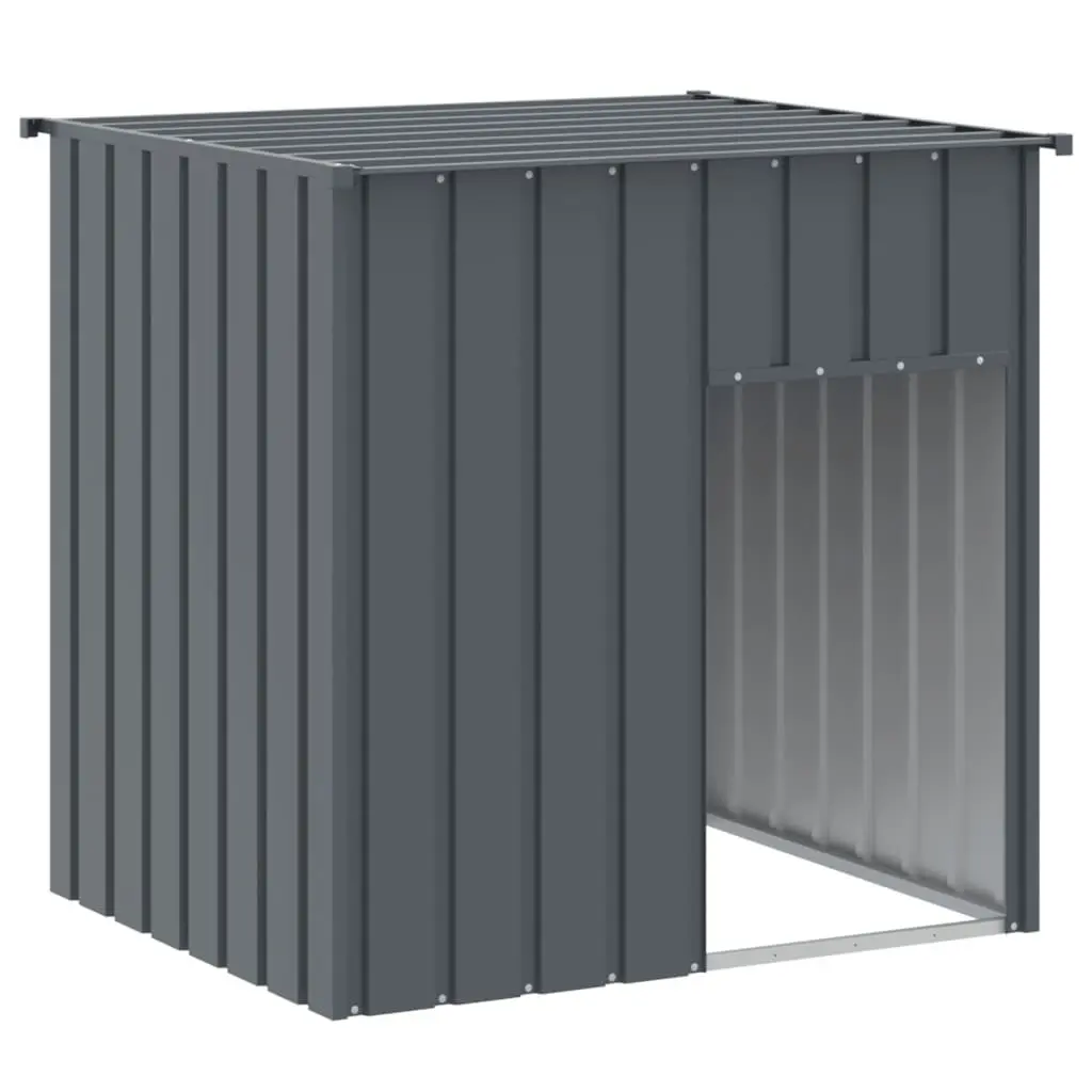 Dog House Outdoor Pet Kennel Shelter 110 x 103 x 109 cm Anthracite Galvanised Steel