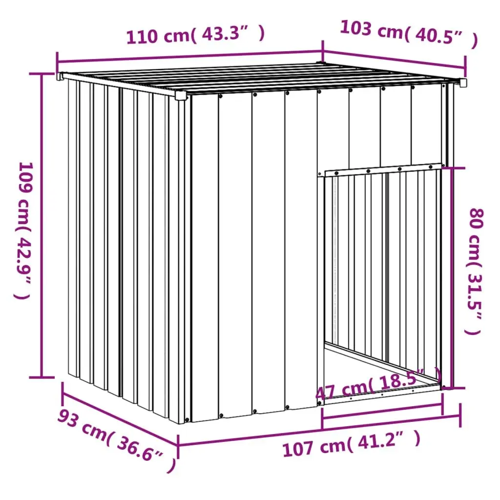 Dog House Outdoor Pet Kennel Shelter 110 x 103 x 109 cm Anthracite Galvanised Steel