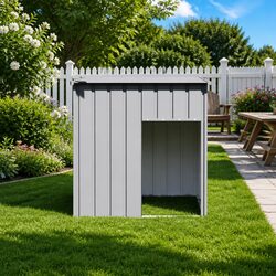 Reliable Grey Dog House with Weather Protection