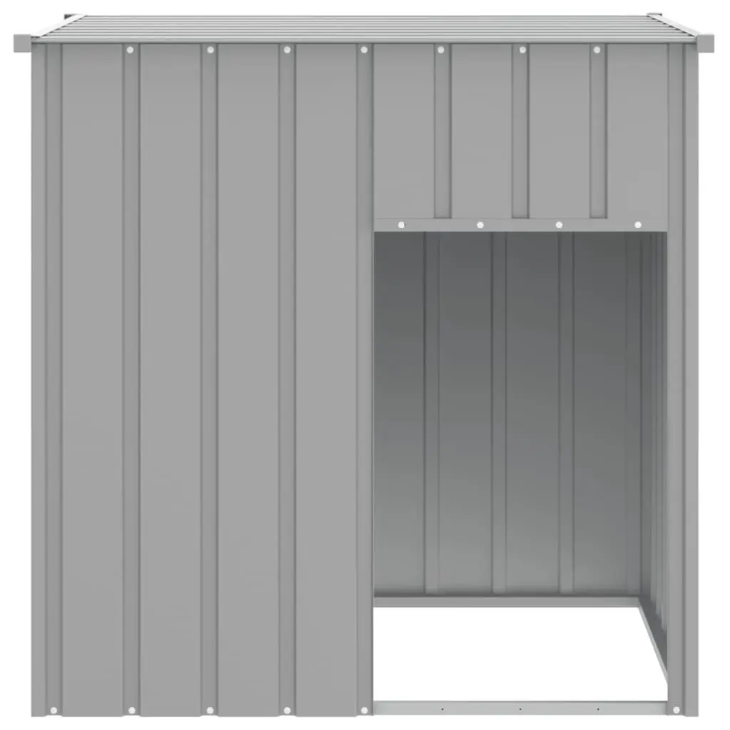 Dog House Outdoor Pet Kennel Shelter Grey Galvanised Steel 110x103x109cm