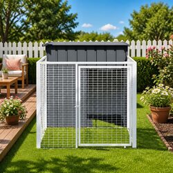 Warm and Reliable Anthracite Dog House with Run