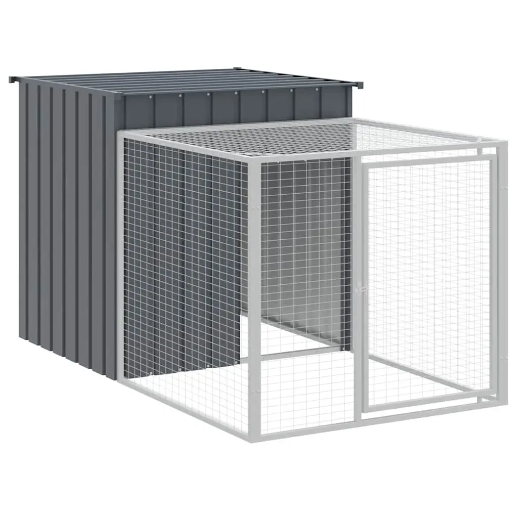 Chicken Cage with Run for Small Animals 110x201x110cm Anthracite Galvanised Steel