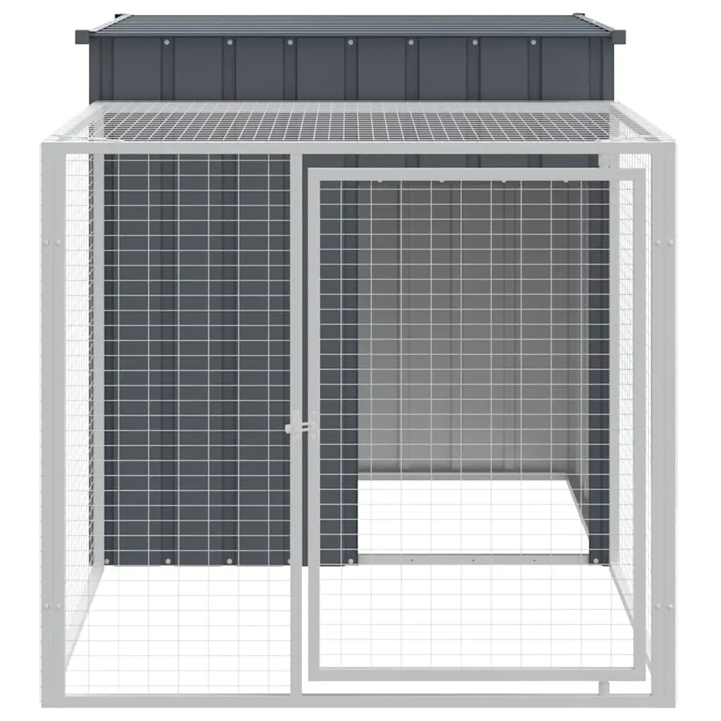 Chicken Cage with Run for Small Animals 110x201x110cm Anthracite Galvanised Steel