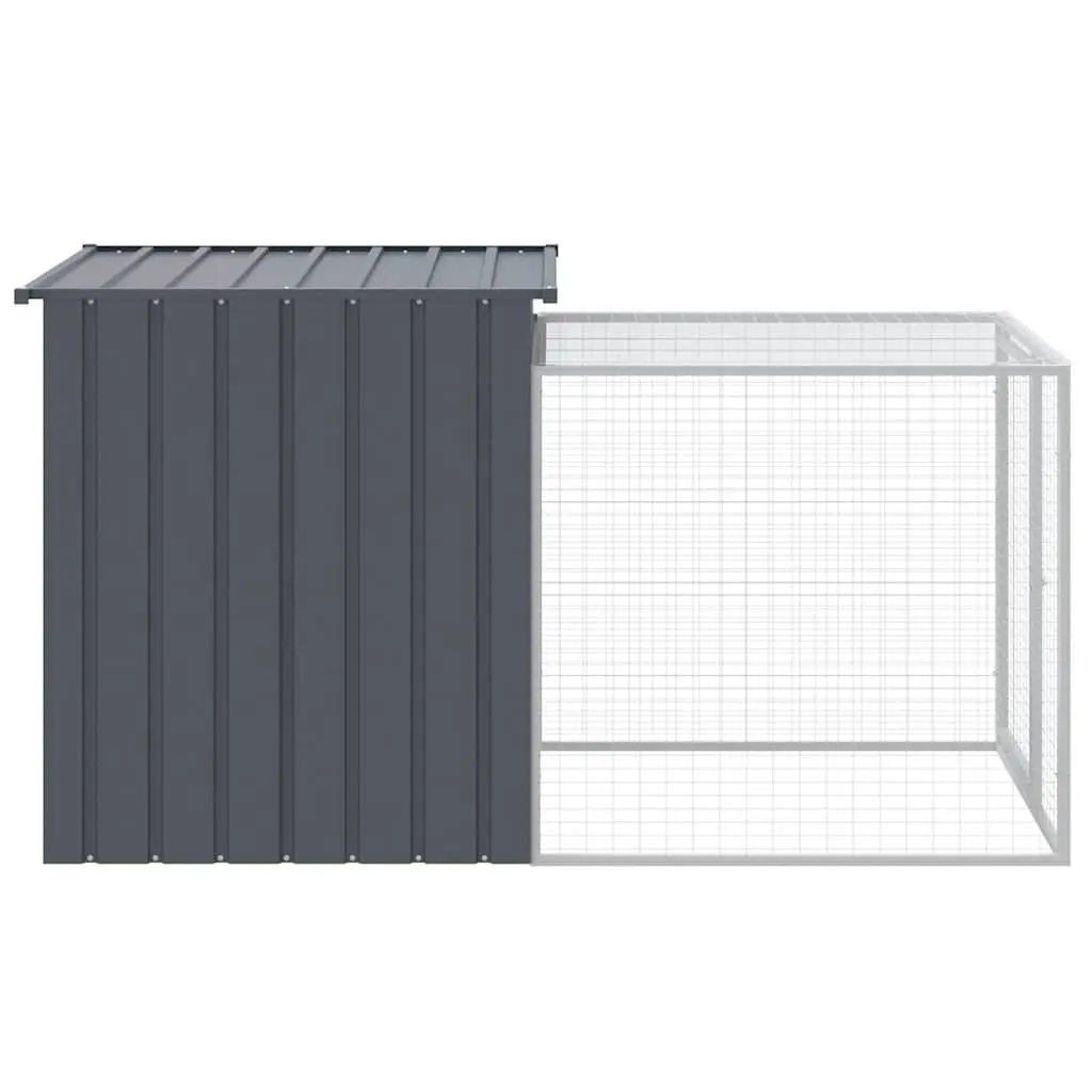 Chicken Cage with Run for Small Animals 110x201x110cm Anthracite Galvanised Steel