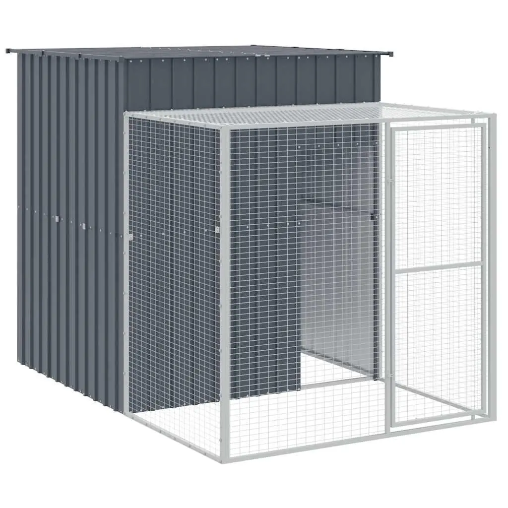 Chicken Cage with Run Small Animal Habitat 165 x 251 x 181 cm Anthracite Galvanised Steel