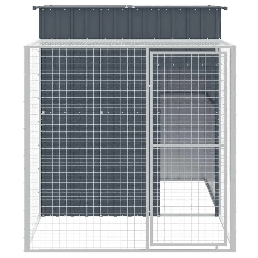 Chicken Cage with Run Small Animal Habitat 165 x 251 x 181 cm Anthracite Galvanised Steel