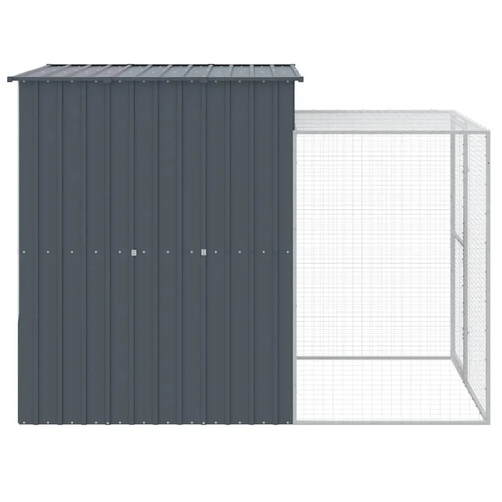 Chicken Cage with Run Small Animal Habitat 165 x 251 x 181 cm Anthracite Galvanised Steel