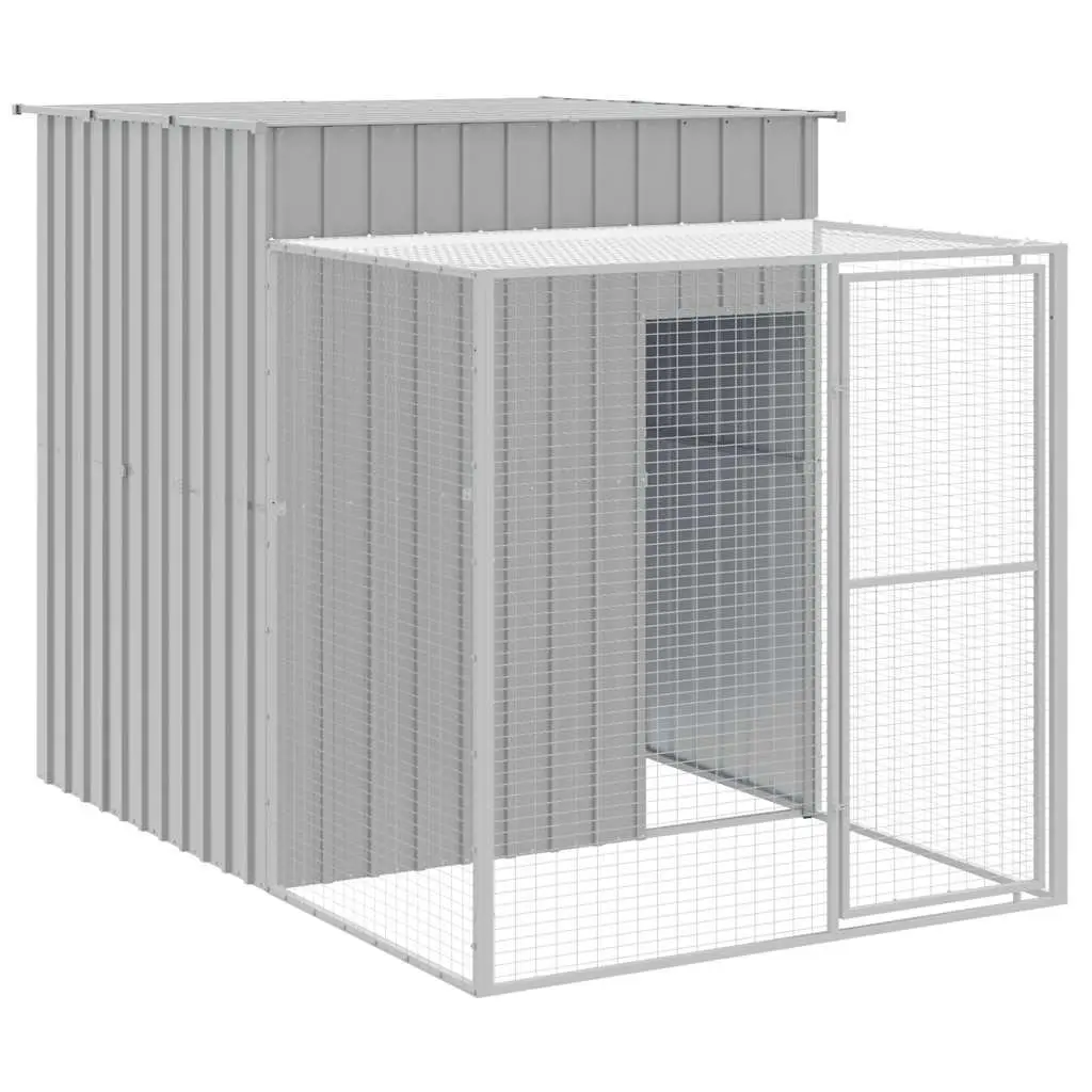 Chicken Cage with Run for Chickens 165x251x181cm Light Grey Galvanised Steel