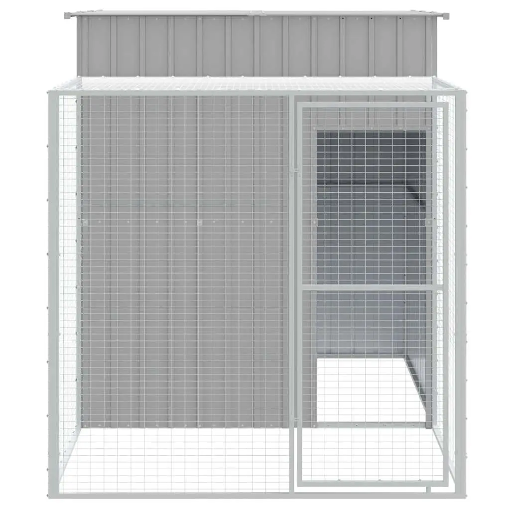 Chicken Cage with Run for Chickens 165x251x181cm Light Grey Galvanised Steel