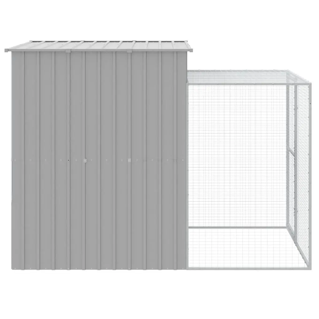 Chicken Cage with Run for Chickens 165x251x181cm Light Grey Galvanised Steel