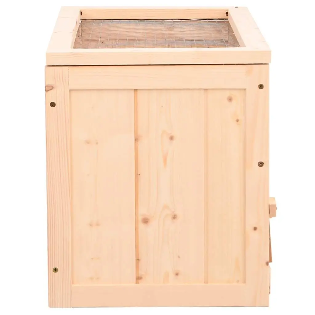 Hamster Cage Solid Fir Wood Small Animal House 60x30x35 cm Brown