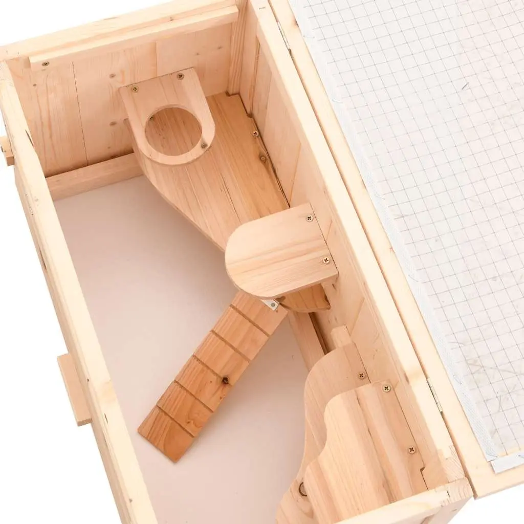 Hamster Cage Solid Fir Wood Small Animal House 60x30x35 cm Brown