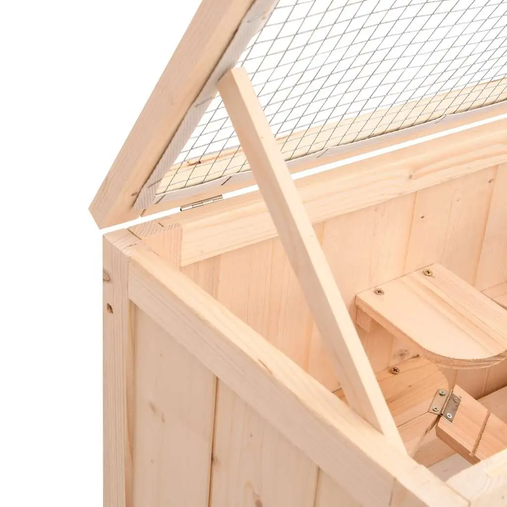 Hamster Cage Solid Fir Wood Small Animal House 60x30x35 cm Brown