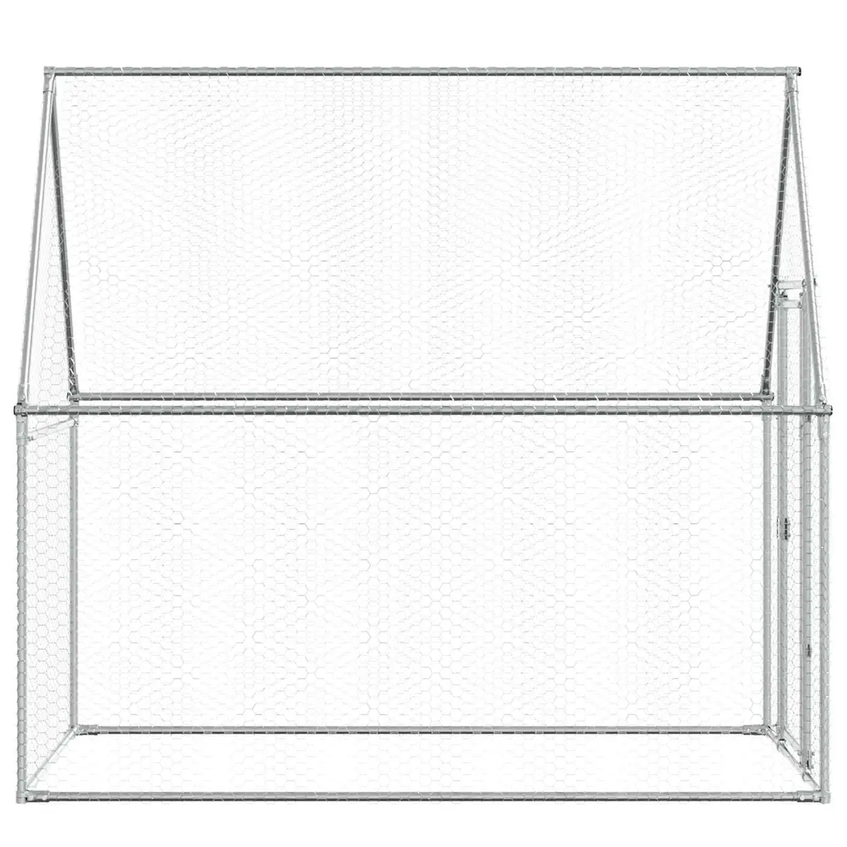 Chicken Cage Outdoor Enclosure 200x100x190 cm Galvanised Steel Walk In Coop Silver