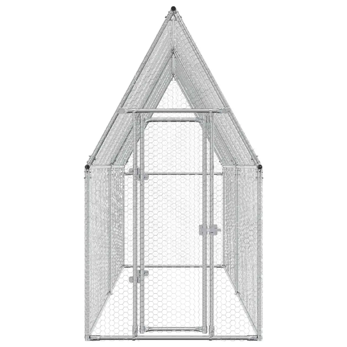 Chicken Cage Outdoor Enclosure Small Animal Habitat 400 x 100 x 190 cm Silver Galvanised Steel