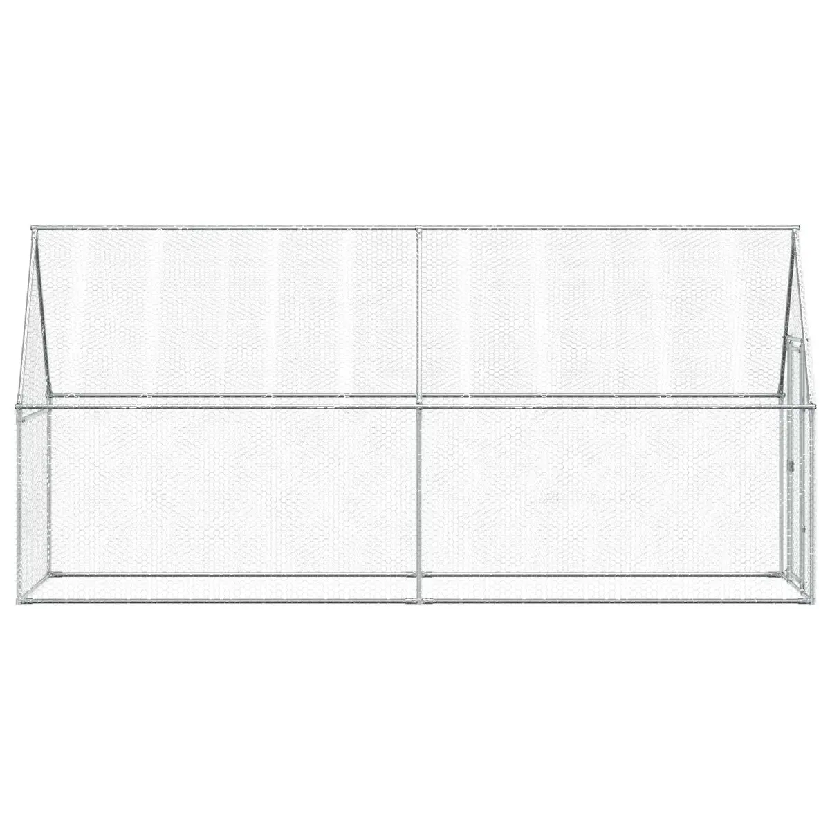 Chicken Cage Outdoor Enclosure Small Animal Habitat 400 x 100 x 190 cm Silver Galvanised Steel
