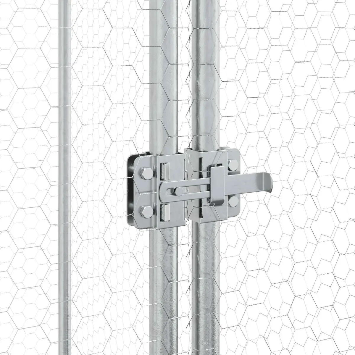Chicken Cage Outdoor Enclosure Small Animal Habitat 400 x 100 x 190 cm Silver Galvanised Steel