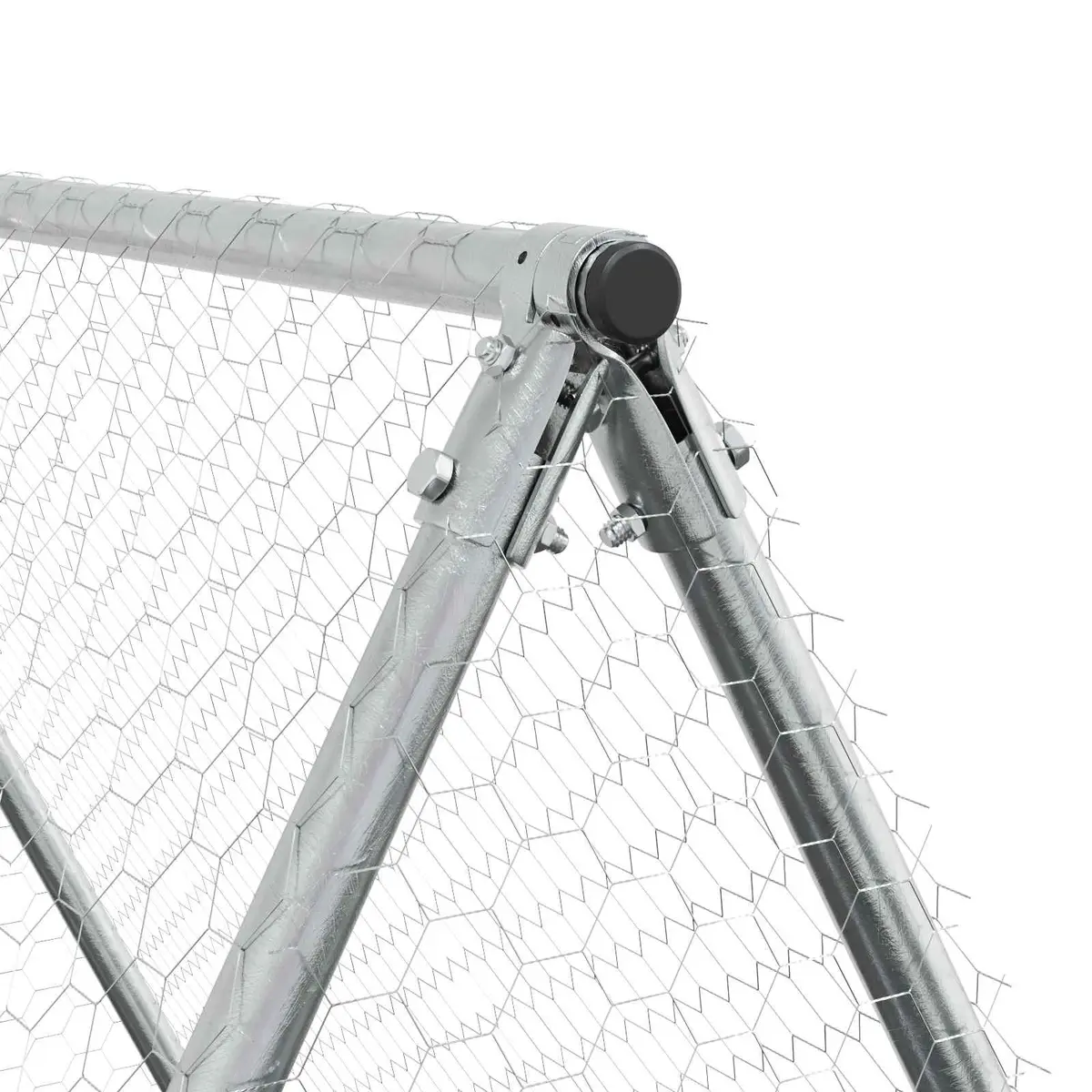 Chicken Cage Outdoor Enclosure Small Animal Habitat 400 x 100 x 190 cm Silver Galvanised Steel