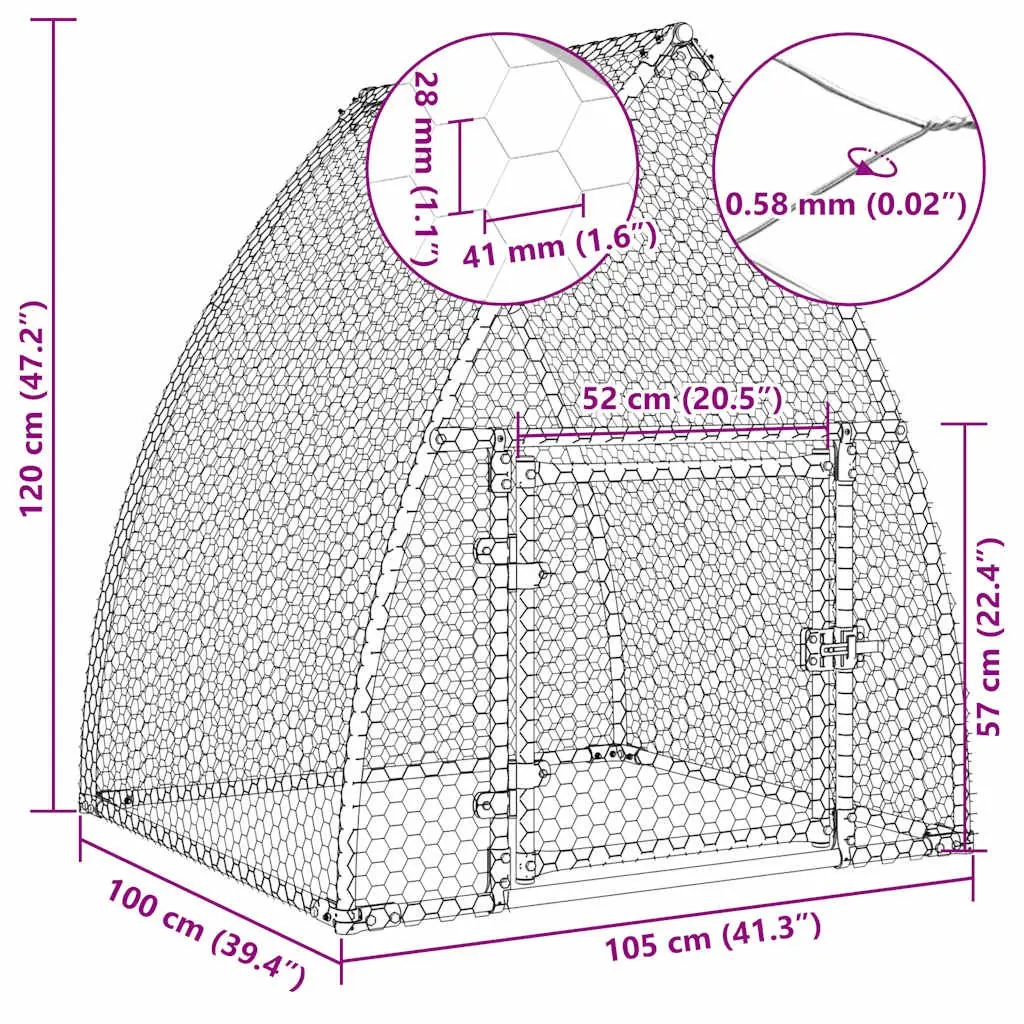 Chicken Cage Outdoor Enclosure Walk-in Silver Galvanised Steel for Small Animals