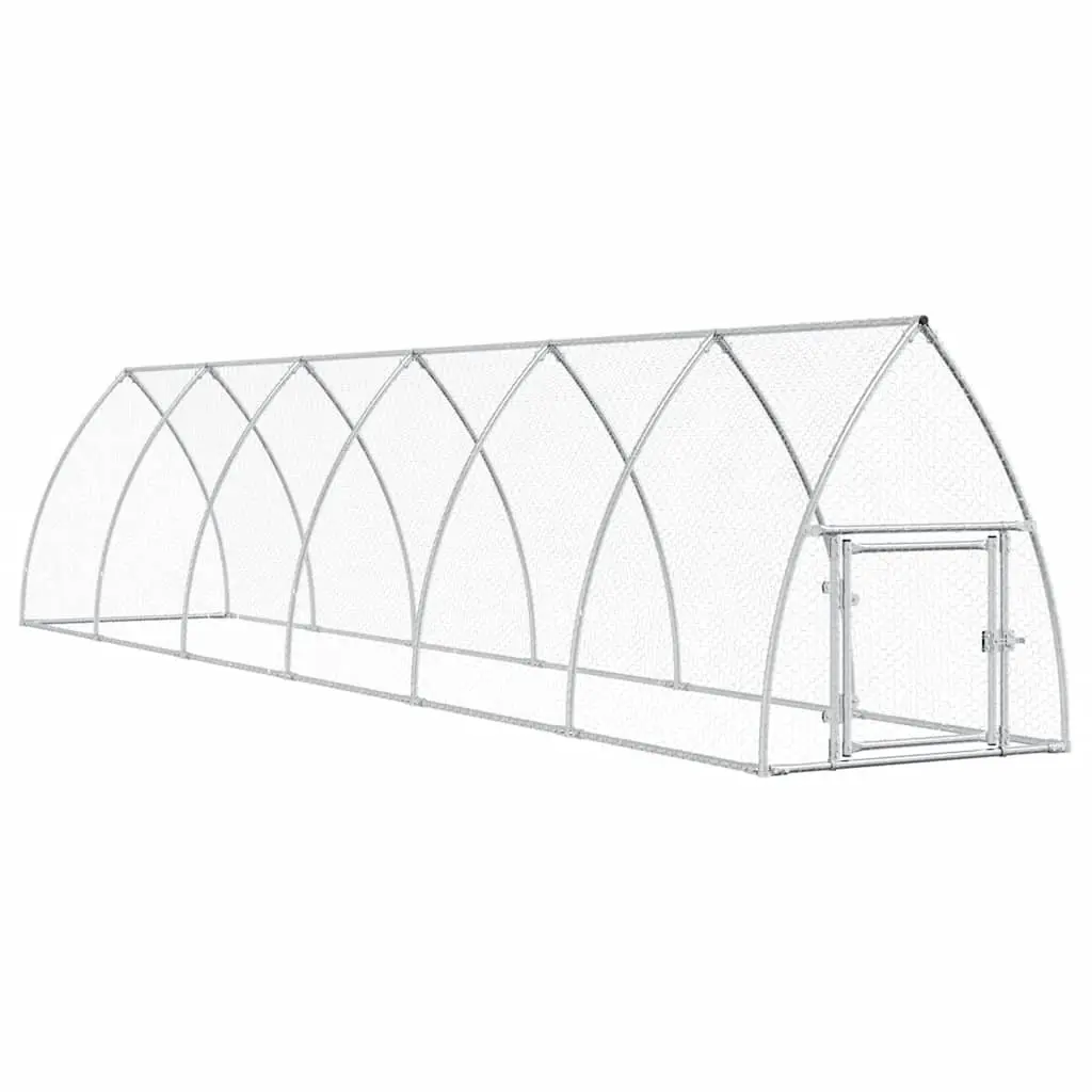 Chicken Cage Outdoor Enclosure Galvanised Steel 600x105x120cm Silver