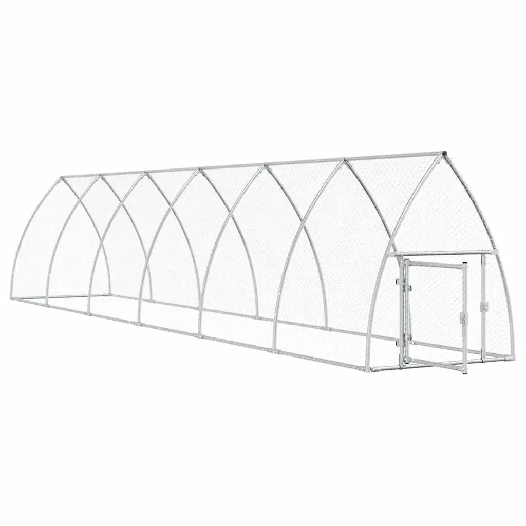 Chicken Cage Outdoor Enclosure Galvanised Steel 600x105x120cm Silver