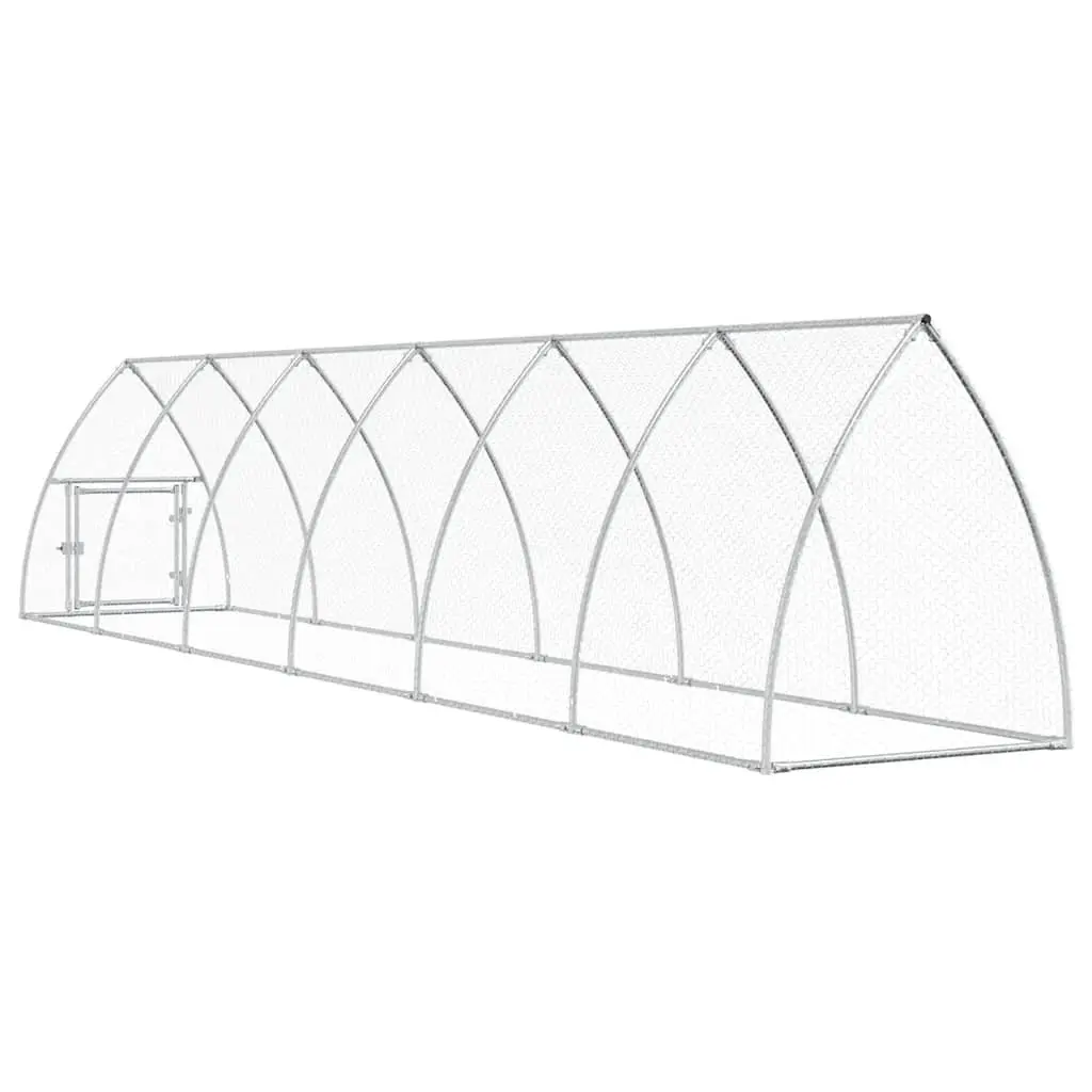 Chicken Cage Outdoor Enclosure Galvanised Steel 600x105x120cm Silver