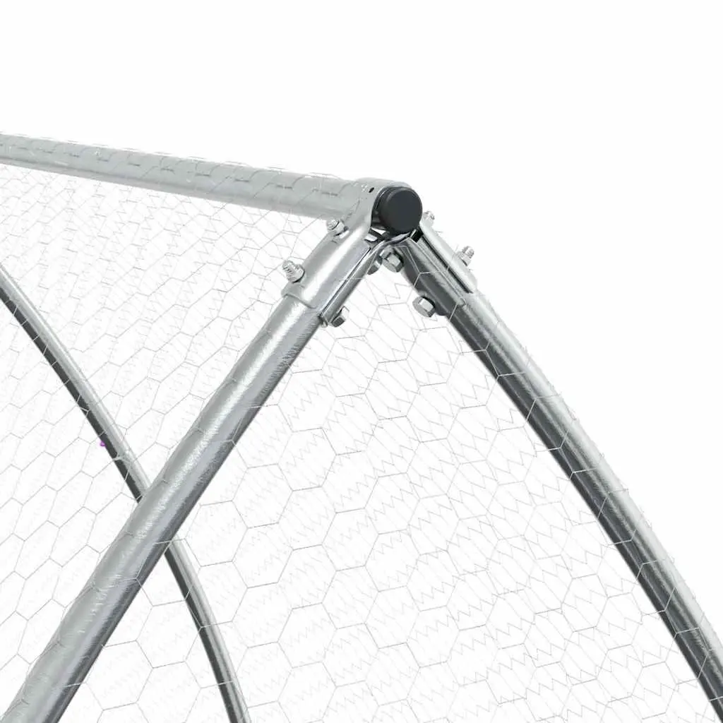 Chicken Cage Outdoor Enclosure Galvanised Steel 600x105x120cm Silver