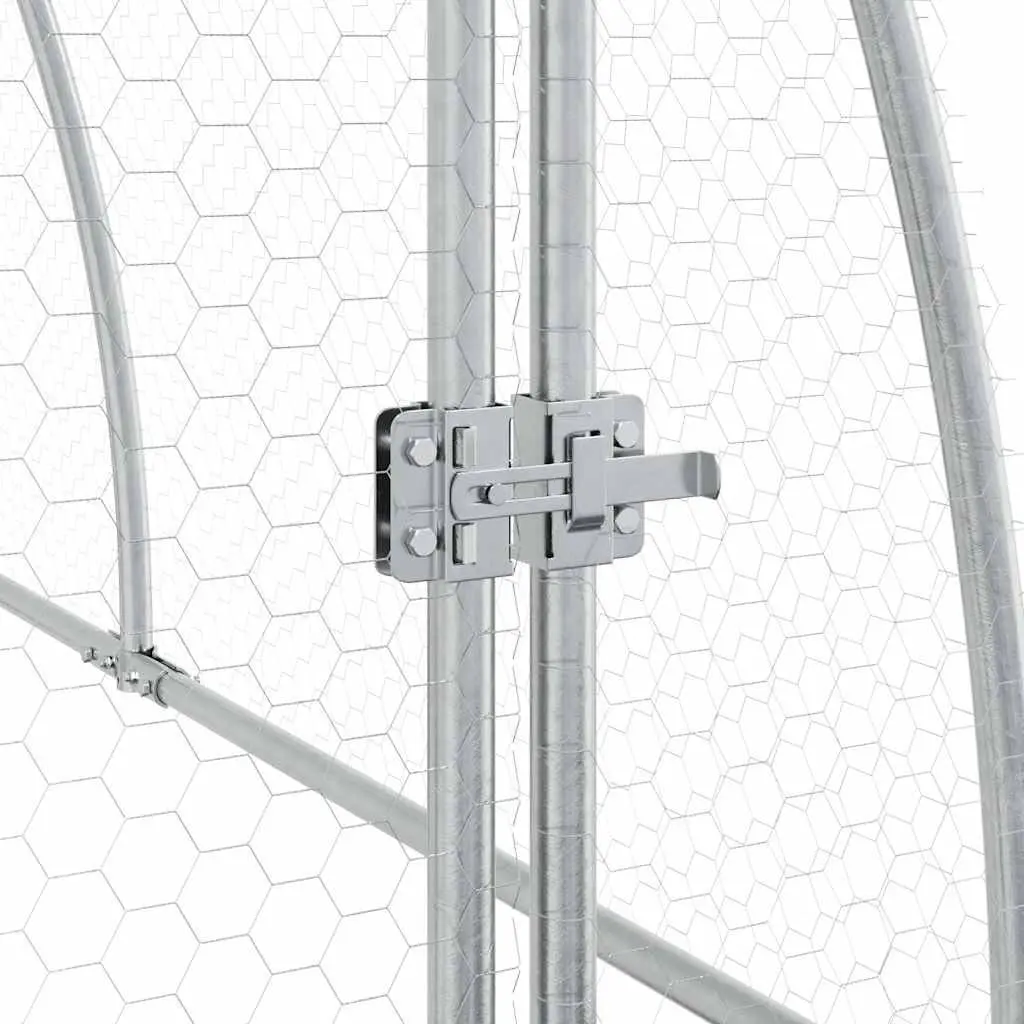 Chicken Cage Outdoor Enclosure Galvanised Steel 600x105x120cm Silver