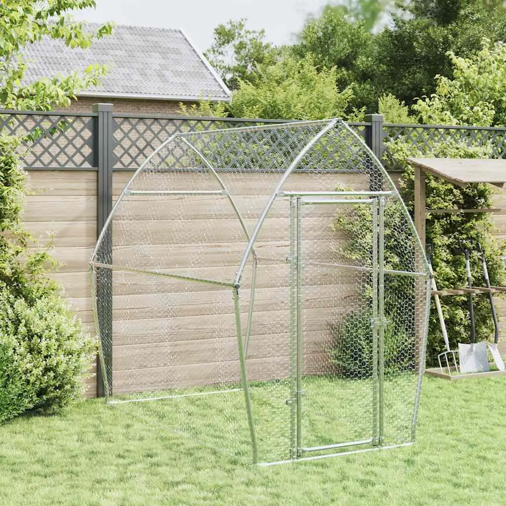Chicken Cage Outdoor Enclosure Galvanised Steel 200 x 105 x 182 cm Silver