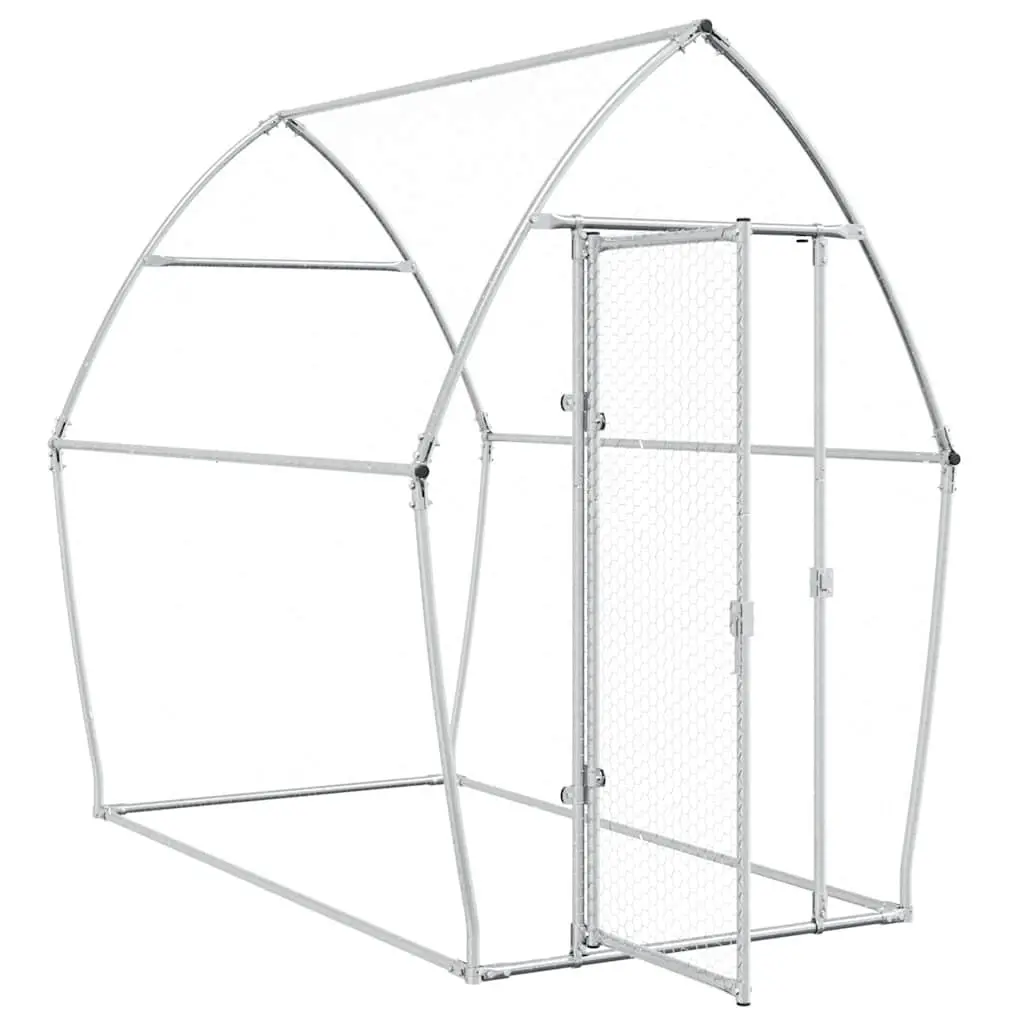 Chicken Cage Outdoor Enclosure Galvanised Steel 200 x 105 x 182 cm Silver