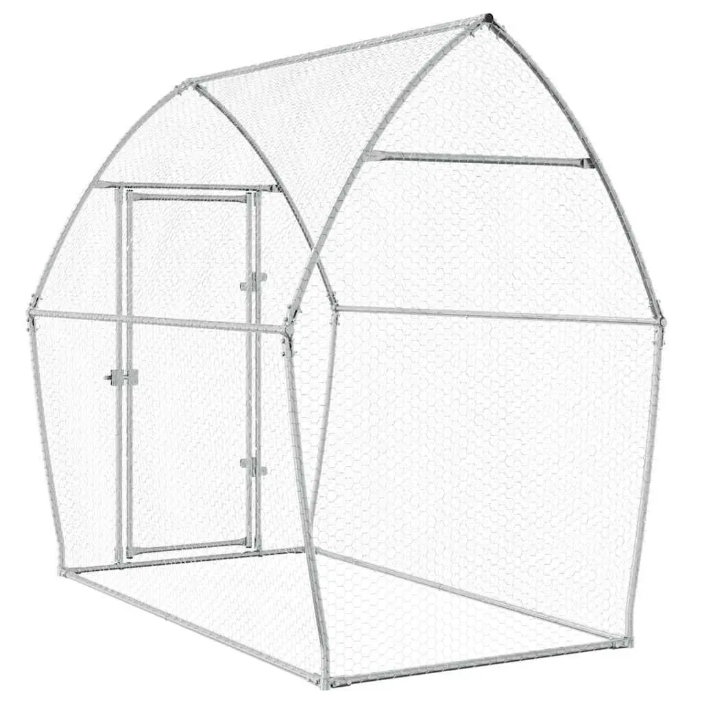 Chicken Cage Outdoor Enclosure Galvanised Steel 200 x 105 x 182 cm Silver