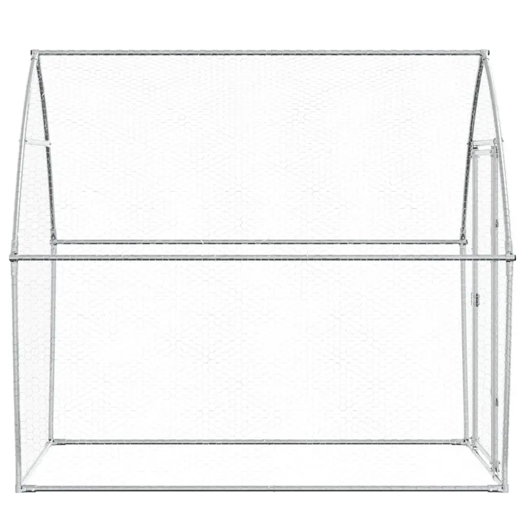 Chicken Cage Outdoor Enclosure Galvanised Steel 200 x 105 x 182 cm Silver