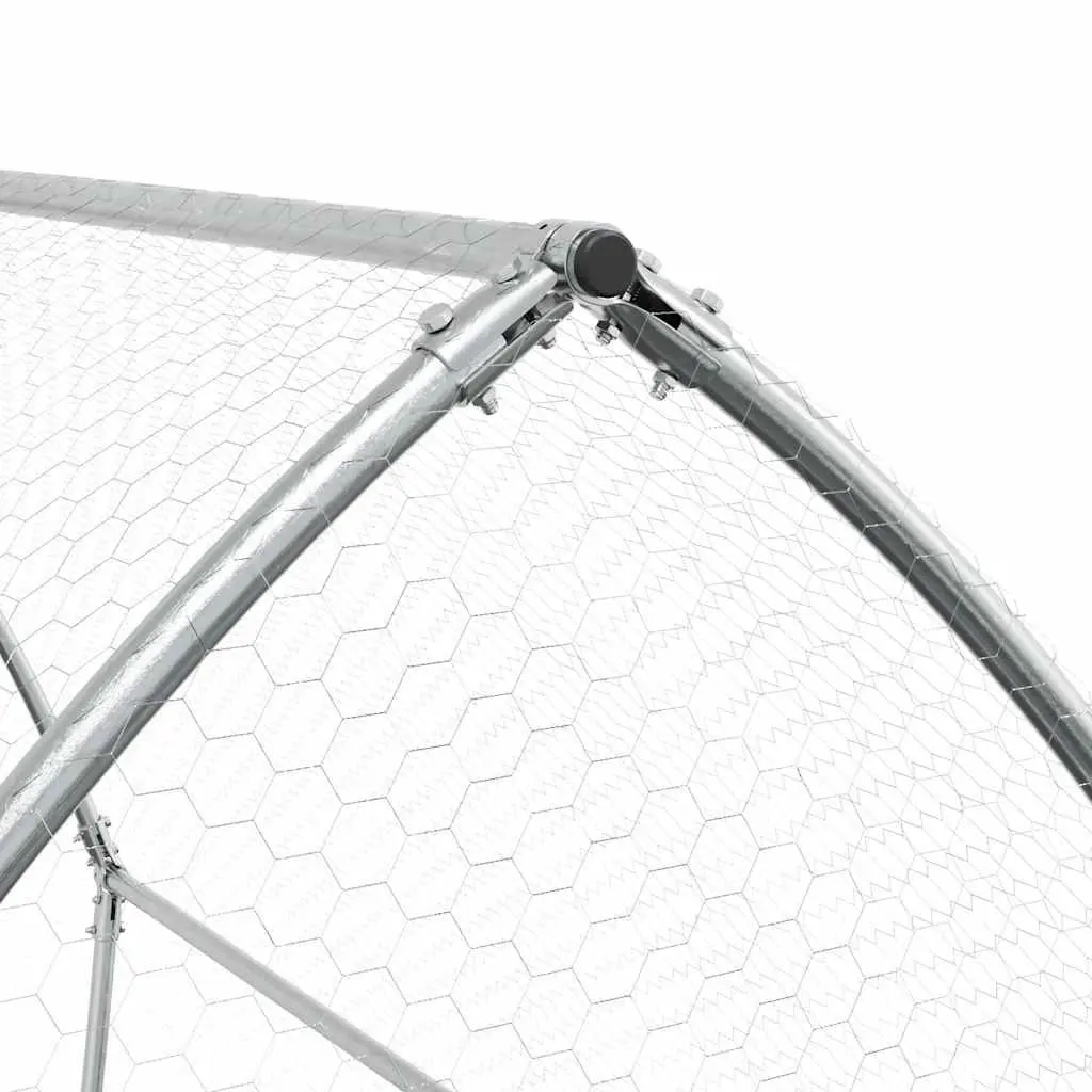 Chicken Cage Outdoor Enclosure Galvanised Steel 200 x 105 x 182 cm Silver