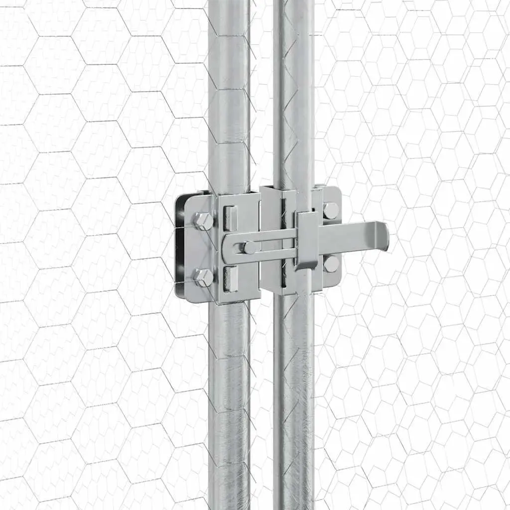Chicken Cage Outdoor Enclosure Galvanised Steel 200 x 105 x 182 cm Silver