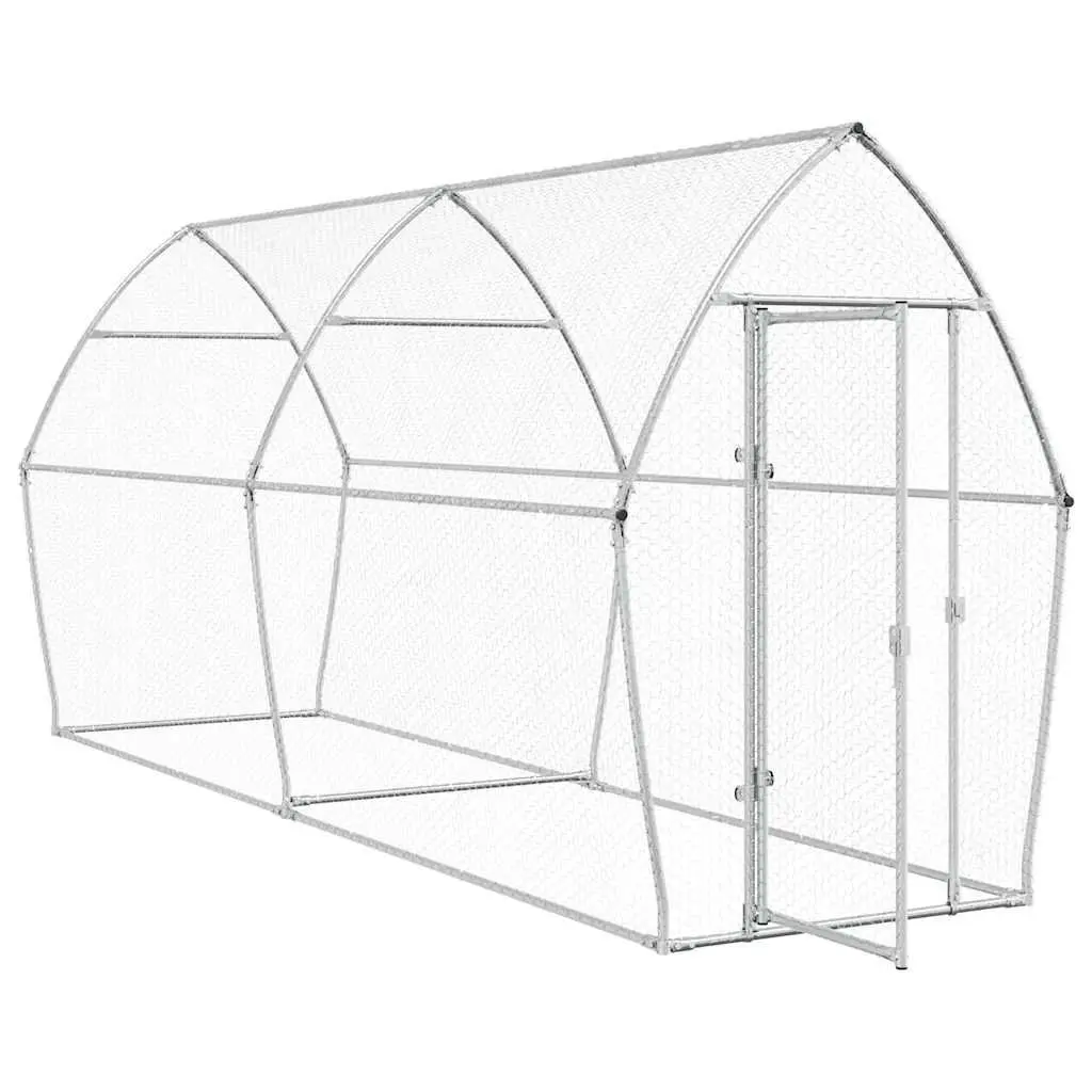 Chicken Cage Outdoor Enclosure 400x105x182 cm Galvanised Steel Silver