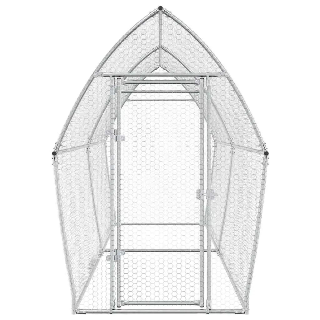 Chicken Cage Outdoor Enclosure 400x105x182 cm Galvanised Steel Silver