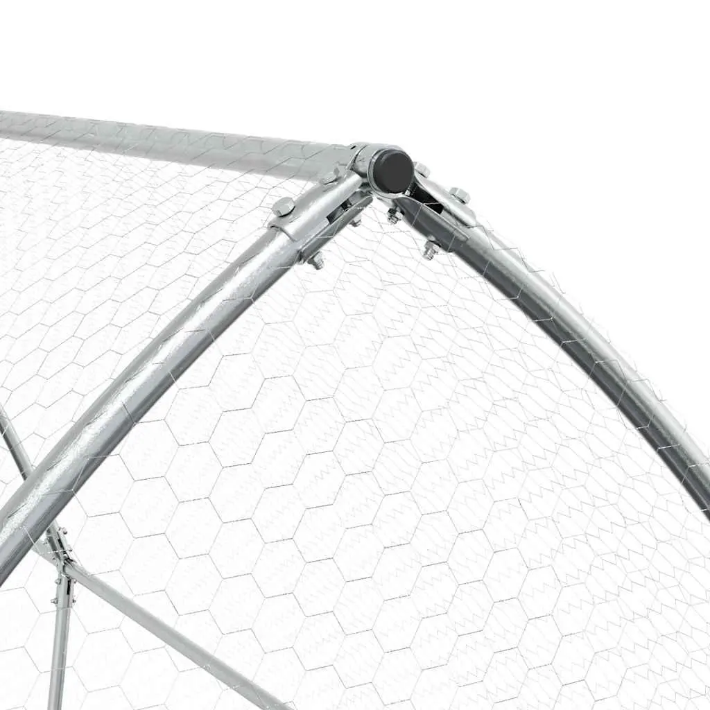 Chicken Cage Outdoor Enclosure 400x105x182 cm Galvanised Steel Silver