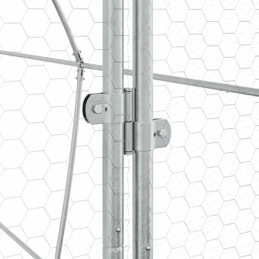 Chicken Cage Outdoor Enclosure 400x105x182 cm Galvanised Steel Silver