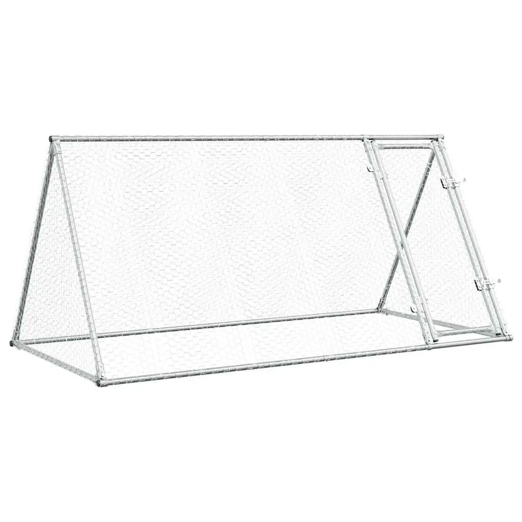 Chicken Cage Outdoor Enclosure Galvanised Steel 200x105x91 cm Silver