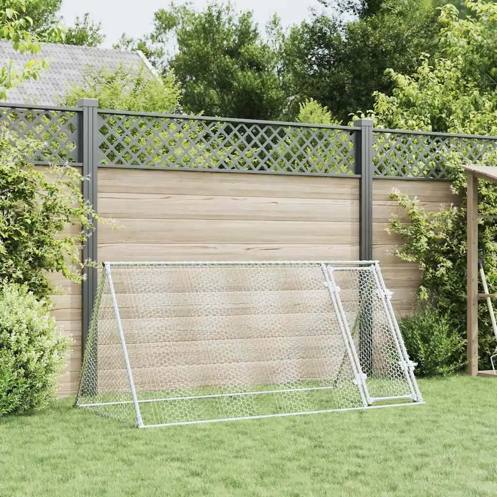 Chicken Cage Outdoor Enclosure Galvanised Steel 200x105x91 cm Silver