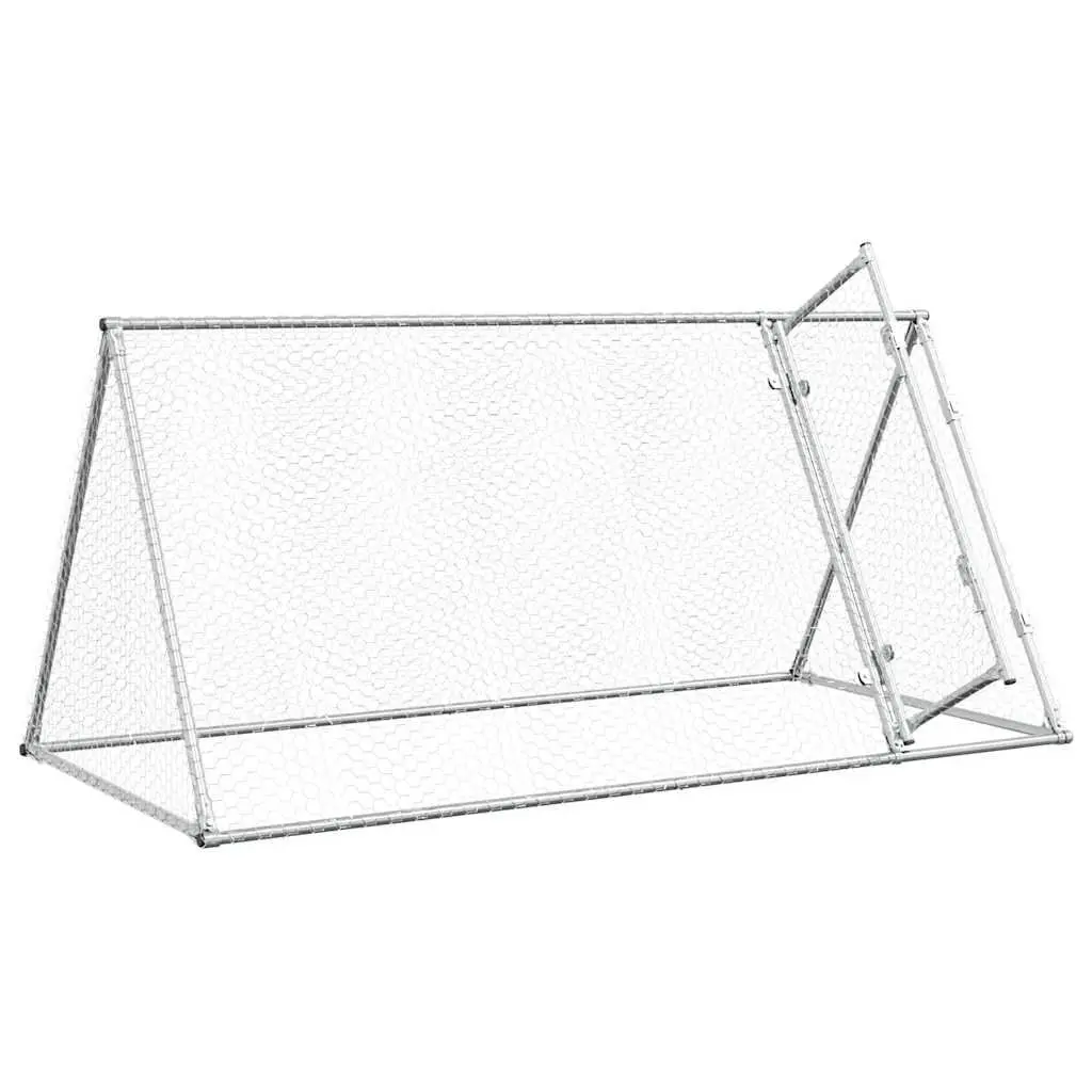 Chicken Cage Outdoor Enclosure Galvanised Steel 200x105x91 cm Silver