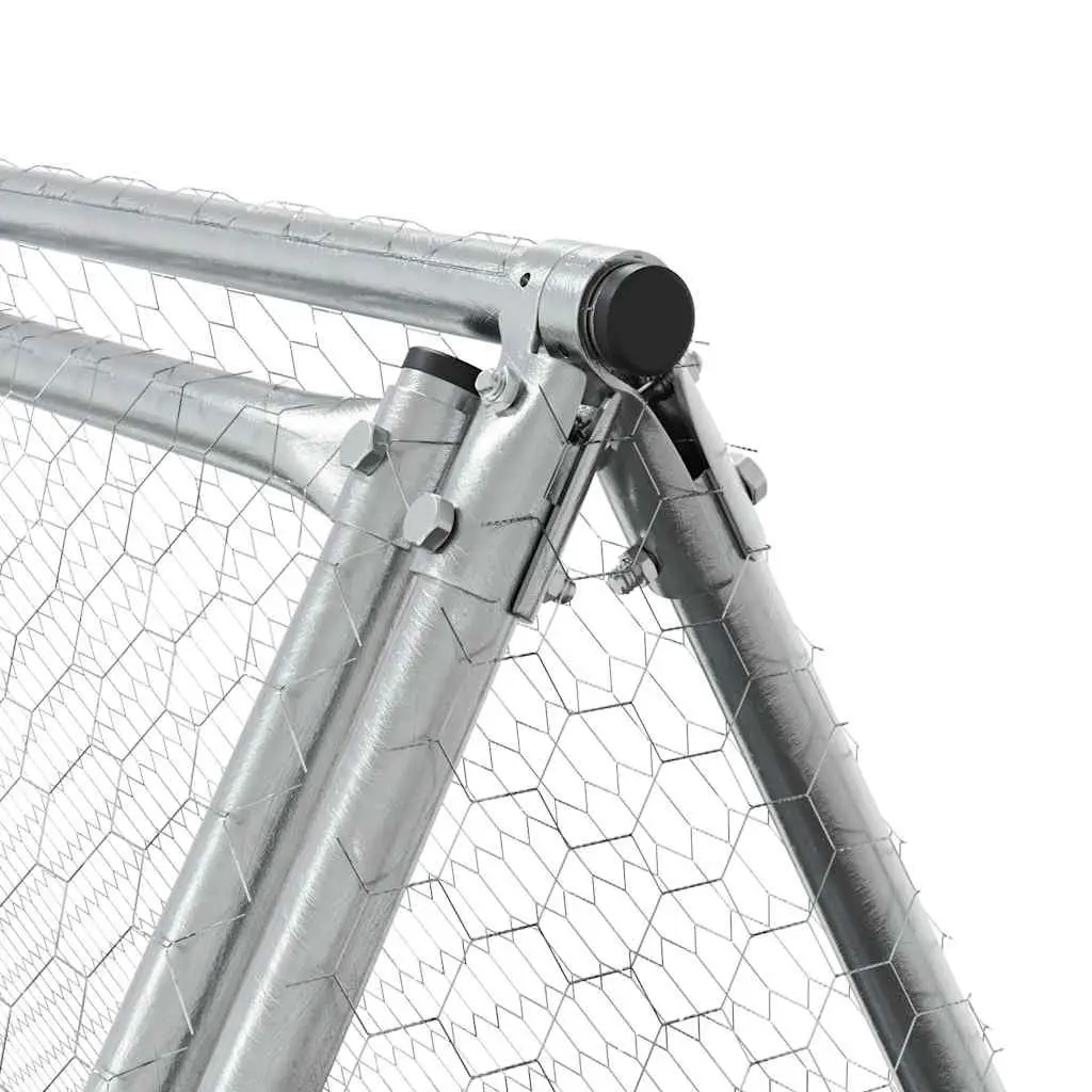 Chicken Cage Outdoor Enclosure Galvanised Steel 200x105x91 cm Silver